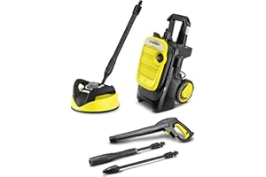 Kärcher Hochdruckreiniger K 5 Compact Home, Druck: max. 145 bar, Durchfluss: max. 500 l/h, Flächenleistung: 40 m²/h, Wasserfilter, Gewicht: 12 kg, mit Flächenreiniger T 5, Stein- und Fassadenreiniger