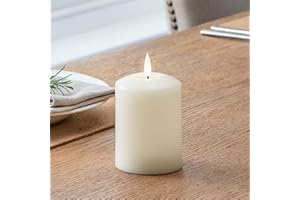 Lights4fun - TruGlow™ Candela LED a Pile in Cera d'Avorio Con Stoppino e Fiamma Realistica