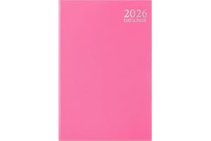 1ABOVE 2026 A5 Day to Page Diary – Premium Hardback Pastel Planner | Casebound Cover with Ribbon Marker | Daily Organizer for Office, Home, Business, Appointments & Personal Use (PINK)