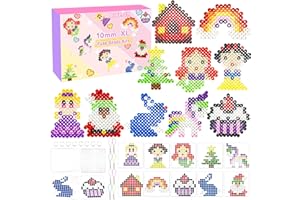 AJAZPER 10MM Perline da Stirare, Kit Colorato Perline a Fusione con Pegboard Accessori,Set Gioco Creativo Fai Da Te Regali Compleanno Natalizio per Bambini di 5+ Anni