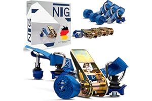 NTG Lot de 6 sangles d'arrimage avec cliquet - Avec raccord en plastique - Pour rail d'avion - Rail d'arrimage - Sangle à cliquet - Largeur : 25 mm - Longueur : 1100 mm - 500 kg