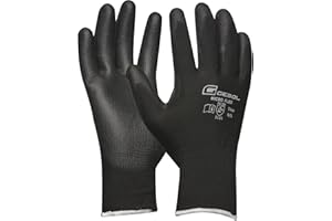 GEBOL Rękawica robocza MICRO FLEX | rozmiar 11 (XXL) | czarna | drobna dzianina z powłoką PU | 1 para