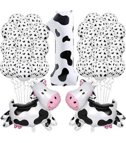 20 palloncini con stampa di mucca, 2 palloncini con stampa di mucca, decorazioni per feste in fattoria, palloncini per feste di mucca
