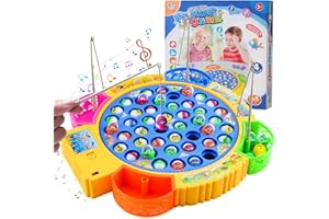 Qingning Gioco Musicale di Pesca con 45 Pesciolini e 4 Canna da Pesca, Gioco di Pesca Magnetica Giocattolo Educativo Interattivo, Gioco Pesca Elettrico, Regali Montessori per Bambini di 2 3 4 5 6 Anni
