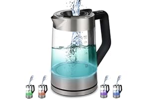 ‎ECOSA Glas Wasserkocher 1,7 Liter | 2200 Watt | Edelstahl mit Temperaturwahl | Teekocher | 100% BPA FREI | Warmhaltefunktion | LED Beleuchtung im Farbwechsel | Temperatureinstellung (50°C-100°C)