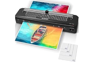 GLADTOP Plastifieuse A3, plastifieuse, préchauffage rapide de 70 secondes, 10 sacs A3 A4 A5 A6, plastifieuse 4 en 1 avec cutter, mode chaud et froid, fonction ABS, adaptée à l'école, au bureau et à la maison