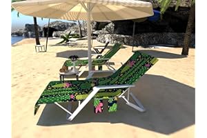 GZGZADMC Beach Towel, Beach Chair Cover, Sun Lounger Beach Towel, Sunbed Towels for Sun Lounger, Chaise Lounge Towel Cover, Sunbed Towels with Pockets