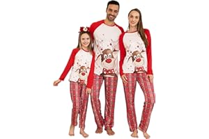 MoneRffi Pigiama Natale Famiglia Set,Pigiami Natalizi Coordinati Famiglia Set,Girocollo Comodo Due Pezzi Sleepwear Natalizio,Abiti Natalizi per papà Mamma Bambini