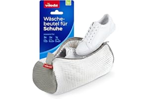 Vileda Skotvättpåse för tvättmaskin – sneakers, tvättpåse av chenille med 360° rengöringsfibrer – tvättpåse för skor med dold dragkedja och upphängningsögla, 35 x 26 cm