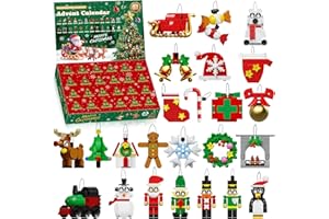 KIOTHDRE Advent Calendar 2025 Christmas Ornaments Building Set Compatible with Lego, Santa Wreath Gingerbread Reindeer 24-IN-1 Building Toy, 24 Days Countdown to Christmas Toys Gifts for Kids Boys Girls