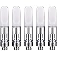 WOLFTEETH 5 Pack 0.5ML CBD Atomizer Ceramic Core Ceramic Drip Tip | 510 Thread Vape Cartridge Disposable for CBD and Thick Oil Vape Pen | White/Liquid Free Nicotine Free 124604X5