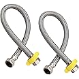 Ruhe® Connection Pipe | 304 Grade Stainless Steel Connection Pipe | Silver | Hose Pipe Suitable for Hot & Cold Mixer Faucets For Basins and Sinks, Geysers, and Flush Tanks | 18 Inches (Set Of 2)