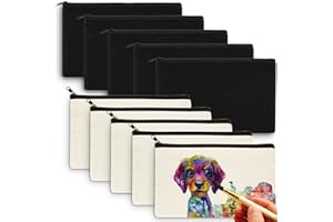 Aibeli Busta Stoffa Piccola Vuota, Astuccio in Cotone con Cerniera, Astuccio Piccolo, Piccola Borsa da Trucco Cosmetica, Può Usare per Graffiti, Stampa e Tintura, ecc. (21 x 13 cm) (10, Misto)