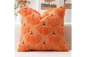 Artscope Set med 1 pumpa kuddfodral mjuk plysch kort ull sammet höstdekoration kuddfodral lyxig stil för soffa sovrum orange - söt pumpa 50 x 50 cm