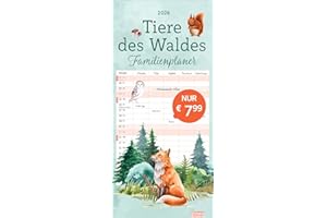 tm Tiere des Waldes Familienplaner 2026: Wandkalender 2026 zum Eintragen mit zauberhaft illustrierten Waldtieren. Familienkalender mit 5 Spalten Platz für alle wichtigen Termine