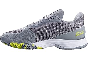 Babolat Homme Men Chaussures de Tennis Jet Tere All Court-Maintien, Amorti-Technologie Active Flexion-Semelle Respirante Ortholite-Marque Française-Grey/Aero, 44 EU