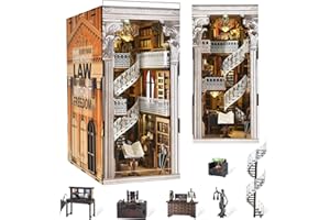 MiniCity Book Nook Kit, drewniane puzzle 3D, podpórka na książki, regał na książki dla młodzieży i dorosłych (Law Library)