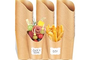 LATERN 100 Pezzi Porta Patatine Fritte Usa e Getta, 360ml Tazze per Patatine Fritte in Carta Kraft Pirottini da Forno Usa e Getta per Feste da Asporto per Salumi Snack Popcorn Sandwich Dessert Gelato