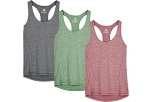 icyzone Camiseta de Tirantes Fitness Deportiva Mujer, Pack de 3