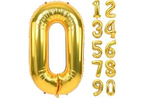 JARTTY Palloncini Numero 0 Oro (102cm), Palloncino Compleanno 10 20 30 40 50 60 70 80 90 Anni, Numeri Gonfiabili Compleanno Grandi, Palloncino Numero Foil Gigante