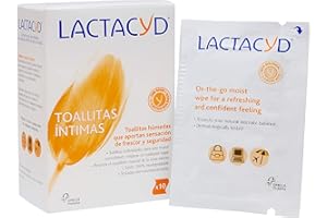 Lactacyd Toallitas húmedas Higiene íntima Aporta sensación de frescor y seguridad 100% biodegradable con ácido Lláctico natural 10 toallitas individuales