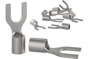 AUPROTEC 100x Fork Connectors 4-6 mm² AWG 12-10 hole M6 uninsulated SNB Spade Crimp Terminals tinned copper Electrical-Connectors