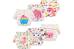 AUYAO Pañales Reutilizables Bebe, Pack de 6 Calzones de Entrenamiento para Bebés, Bragas de Aprendizaje Niño Niña, Transpirable, Suave y Cómodo
