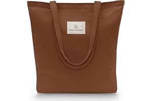 Emma Jonasson Tote Bag Femme - Sac Tissu avec Fermeture éclair et Poche intérieure - Sac en Toile Femme - Aestetic Coton Bag - Canvas Sac Tote Bag - sac de course - sac cabas