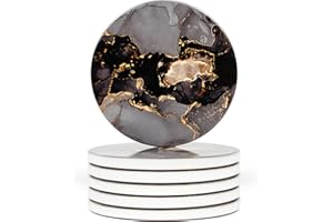 Naivasha Homeware Marble Coasters Set of 6 - Stunning Decorative Coasters in GLOSS Finish, Elegant Stone Coasters with Cork Bottom - Night