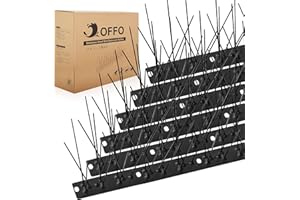 OFFO Noir Mat Pic Anti Pigeon Préassemblés pour Oiseaux, 6.93 Mètres Anti Pigeon Durables en INOX, Pics Anti-Pigeons pour Clôture, Toit, Boîte aux Lettres, Fenêtre
