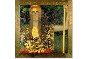 Giallobus - Cadre - Gustav Klimt - Pallas Athéna - Verre Acrylique plexi - 50x50 - Prêt à accrocher - Peintures Modernes pour la Maison