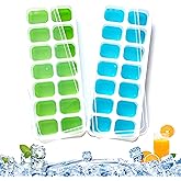 ADIIOS Ice Cube Trays, 2 Pcs Ice Cube Moulds with No-Spill Removable Lid, Easy-Release Silicone and Flexible 28 Ice Trays for