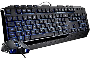 Cooler Master Devastator 3 Gaming Keyboard & Mouse Combo - Membrane Switches with 7 Colour LED Backlighting, Dedicated Media Keys & Wrist Rest - MM110 Gaming Mouse - QWERTY UK Layout