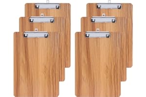 GUOKOFF 6 Pièces En Bois Porte-bloc A5 avec Pince, Clipboard A5, Porte Bloc A5 Avec Pince, Planchettes à Pince pour Papier d'écriture Memo des Dossiers, Porte Document A5 Avec Clip