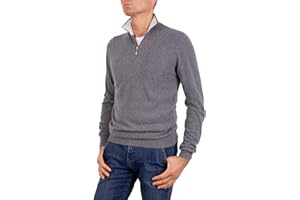 MARENZA Pull Zip Homme Mixte Cachemire Soie Made in Italy Pull Demi Zip Pull Manches Longues Laine mérinos Cachemire Pull Beige Bleu Gris Tricot Cadeau Vêtements Hiver