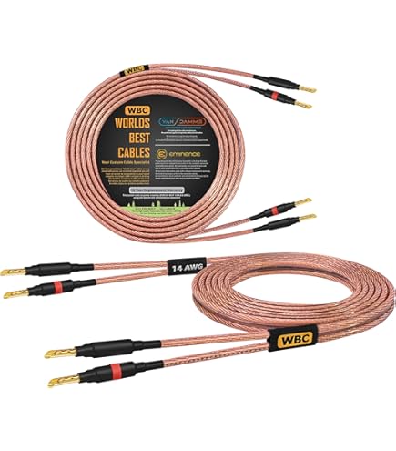 2 Cables De Altavoz 3m Con Conectores Banana - Calibre 12AWG (4mm), OFC, Para Sonido De Calidad