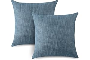 Artscope Housse de Coussin, Lot de 2 en Lin Canapé Taie d'oreiller de Couleur Pure pour Maison Salon Chambre Décoration D'intérieur (Bleu, 45x45cm)