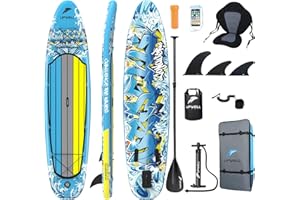 UPWELL 11'/10'6' Inflatable Stand Up Paddle Board with sup Accessories Including Backpack, Repairing Kits, Non-Slip Deck, Kayak Seat, Leash, 3 Fins, Paddle and Hand Pump