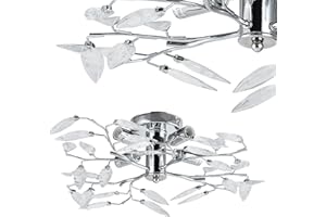 [lux.pro] Plafoniera Moderna a 4 Bracci Lampada da Soffitto Senza Paralume Lampadario in Metallo con Cristalli Artificiali