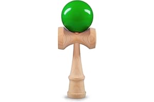 Ganzoo Kendama - Giocattolo tradizionale giapponese in legno di faggio, gioco di abilità (verde + legno)