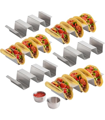 Juego De 4 Soportes Para Tacos Mexicanos De Acero Inoxidable - Forma W, Horneables, Aptos Para Lavavajillas, Para Tacos Blandos O Duros