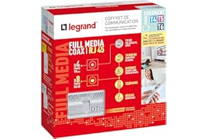 LEGRAND - Coffret de Communication Pré-équipé Full Media - Coffret DTI RJ45/Coaxial - Pour Distribuer Tous Les Médias sur Différentes Prises - Pour Logement T4/T5/T6 - Fabriqué En France - Blanc