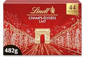 Lindt - Boîte CHAMPS-ÉLYSÉES Lait - Assortiment de Chocolats au Lait - Pralinés, Croustillants et Onctueux - Idéal pour Noël, 482g