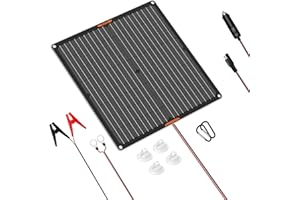 MHPOWOS 12 Volt 30 Watt Solar Autobatterie Ladegerät, Solarpanel 30W, wasserdichtes Solarstrom-Ladegerät und -Wartungsgerät mit Krokodilklemme
