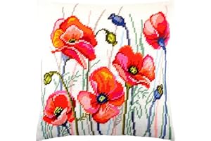 Brvsk Poppy Field. Kit per ricamo, 40,6 x 40,6 cm, tela stampata per tappezzeria, qualità europea