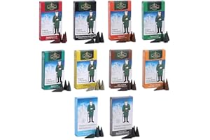 Crottendorfer Räucherkerzen 10er Pack (10 x 24 Stück) – Weihrauch, Tannenduft, Sandelholz, Zimtapfel & mehr – Höhe 2,7cm, Ø 1,2cm – Angenehmer Duft mit Circa 15 Min. Brenndauer pro Räucherkegel