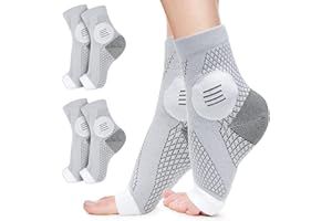 FANTASYON 2 Pairs Plantar Fasciitis Socks, Professional Ankle Compression Socks Functional Socks for Neuropathy, Neuro Socks for Men Women Ankle Support for Sprained Ankle for Sport Arthritis Pain Relief-L