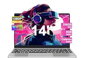 NOTODD PC Portatile Win11 Computer Portatile Notebook 14 Pollici 6GB 256GB Estensioni SSD 1TB, Laptop Celeron N4020 fino a 2.8GHz, 5000mAh 2.4/5G WiFi 1080FHD BT4.2 USB3.0 Tastiera Italiana Membrana-Silver