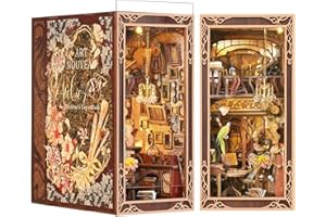 MiniCity Book Nook Kit, DIY Miniature Dollhouse Booknook Kit, 3D Wooden Puzzle Bookend Bookshelf Insert Decor with LED Light for Teens and Adults, Painter's Day at Dusk