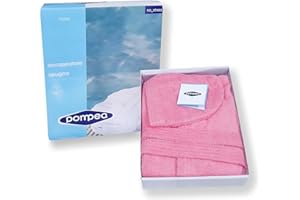 PERLARARA BY SPICCIOLI DI MARIA PICCIARELLA Accappatoio Pompea Junior Bambino Bambina Ragazzo Ragazza con Cappuccio anni 4-6 - 8-10 - 12-14 Spugna di Cotone 380gr/sqm In Scatola (Rosa 0004